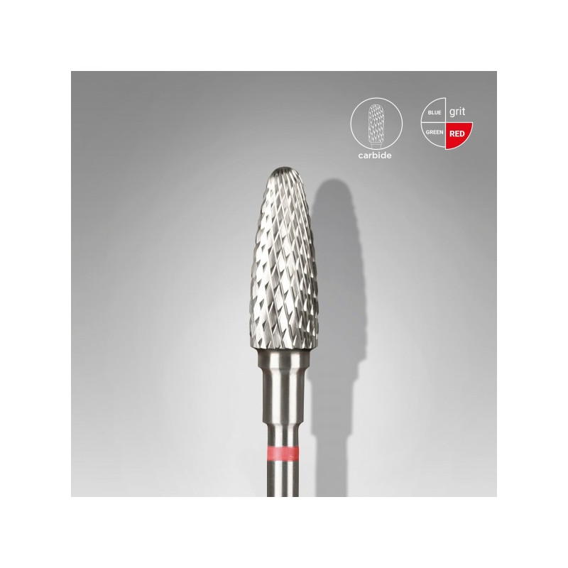 Carbide Nail Drill Bit, "Corn", Red, Head Diameter 5 Mm / Working Part 13 Mm -STALEKS PRO