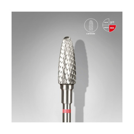 Carbide Nail Drill Bit, "Corn", Red, Head Diameter 5 Mm / Working Part 13 Mm -STALEKS PRO