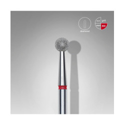 Diamond Nail Drill Bit, "Ball", Red, Head Diameter 4 Mm -STALEKS PRO