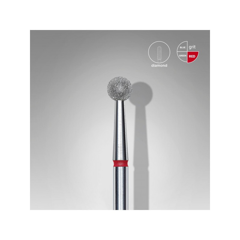 Diamond Nail Drill Bit, "Ball", Red, Head Diameter 4 Mm -STALEKS PRO