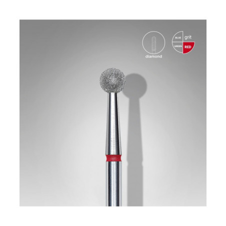 Diamond Nail Drill Bit, "Ball", Red, Head Diameter 4 Mm -STALEKS PRO
