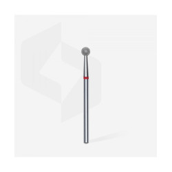 Diamond Nail Drill Bit, "Ball", Red, Head Diameter 4 Mm -STALEKS PRO