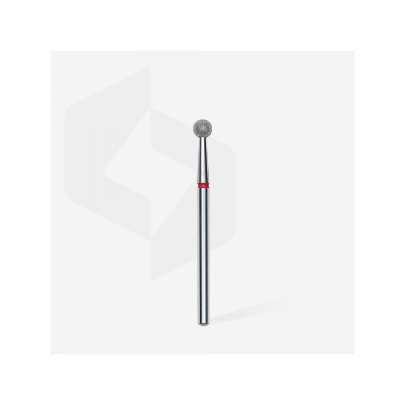 Diamond Nail Drill Bit, "Ball", Red, Head Diameter 4 Mm -STALEKS PRO