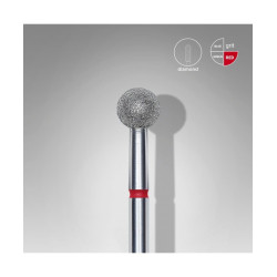 Diamond Nail Drill Bit, "Ball", Red, Head Diameter 5 Mm -STALEKS PRO
