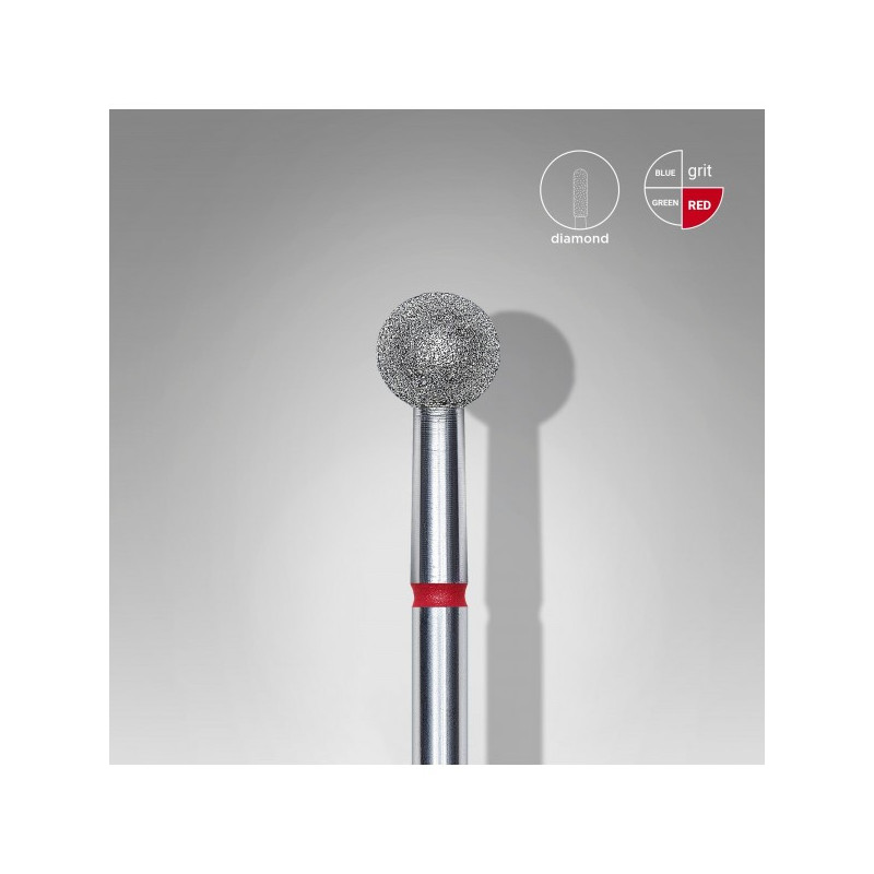Diamond Nail Drill Bit, "Ball", Red, Head Diameter 5 Mm -STALEKS PRO