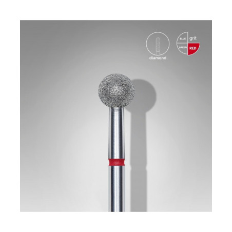 Diamond Nail Drill Bit, "Ball", Red, Head Diameter 5 Mm -STALEKS PRO