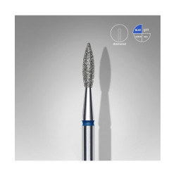 Diamond Nail Drill Bit, Pointed "Flame", Blue, Head Diameter 2.1 Mm, Working Part 8 Mm -STALEKS PRO