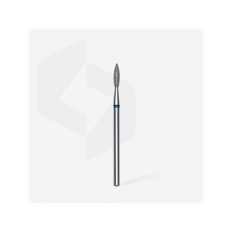 Diamond Nail Drill Bit, Pointed "Flame", Blue, Head Diameter 2.1 Mm, Working Part 8 Mm -STALEKS PRO