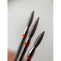 Diamond Nail Drill Bit, Pointed "Flame", Red, Head Diameter 2.1 Mm, Working Part 8 Mm -STALEKS PRO