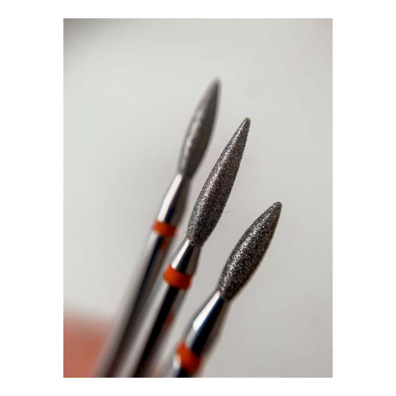 Diamond Nail Drill Bit, Pointed "Flame", Red, Head Diameter 2.1 Mm, Working Part 8 Mm -STALEKS PRO