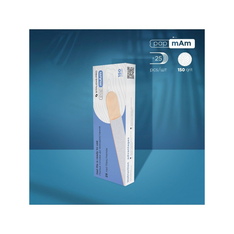 Disposable White PapmAm Files On A Wooden Base EXPERT 22 (25 Pcs) -STALEKS PRO