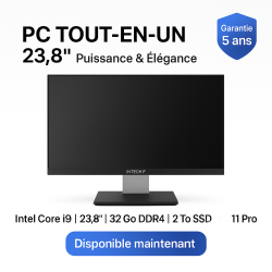 PC tout-en-un 23,8" – Performances extrêmes avec Intel Core i9 – 1 To NVMe + 1 To SSD (RAM) : 32 Go DDR4
