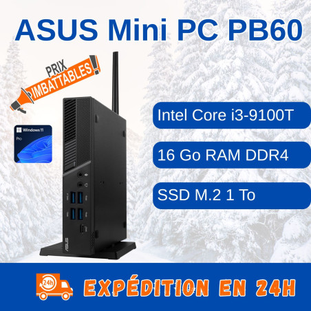 ASUS Mini PC PB60 i3 | 16 Go RAM | SSD 1 To | Windows 11 Pro